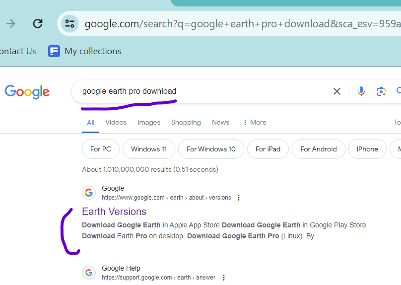 Search for google earth pro download